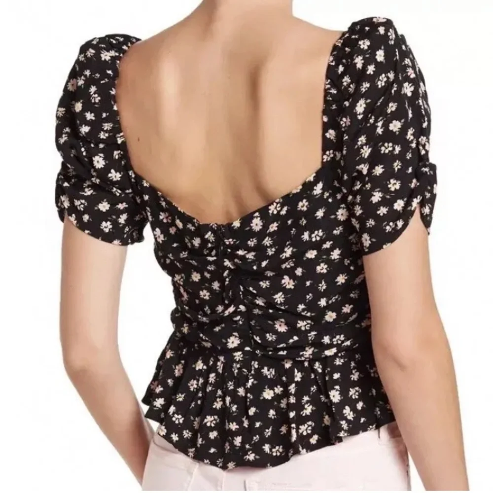 ASTR THE LABEL Floral Black Pink Ditsy Top, Size Large, Brand‎ New